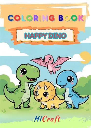 Happy Dinosaur Cute & Colorful Dinosaur Coloring Book for Kids Ages 3–5 | Fun Dino Activity Book for Toddlers | Easy Coloring Pages - Etsy