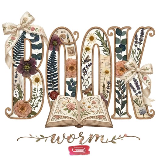 Floral Bookworm PNG, Vintage Botanical Book Sublimation, Cottagecore Reader Clipart, Coquette Ribbon Reading Shirt Design - Etsy