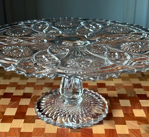 Vintage Fashion Clear Round Cake Stand by Imperial Glass Ohio: 13", Scrolling Star Design - Etsy
