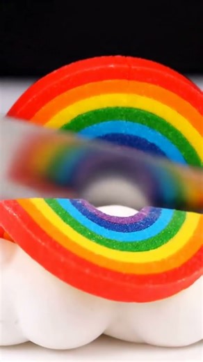 Rainbow Cake ASMR: Colorful Slice & Soft Crumble Sounds