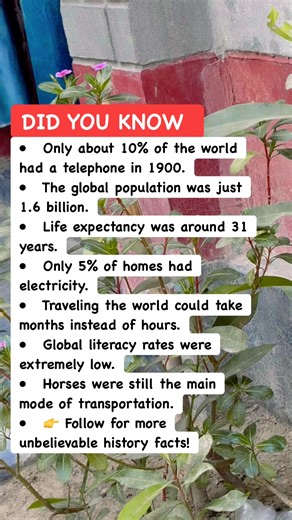 113K views · 1K reactions | 1900s Facts That Make You Realize How MUCH The World Changed #HistoryFacts #PastVsPresent #MindBlown | Must Watch Reels | Facebook