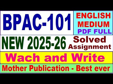 BPAC 101 solved assignment 2025-26 in English || bpac 101 solved assignment 2026 || ignou bpac101
