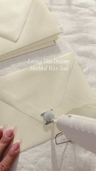 Dusty Blue & Thyme Terrazzo Strip Wax Seal into Vellum | Blank Square Stamp | Vanilla Envelope