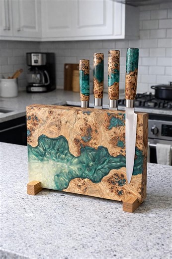Magnetic Knife Holder Countertop,wooden Knife Block,epoxy Resin Wood Kitchen Knife Holder,knife Rack,knife Board Magnetic,knife Stand - Etsy Canada