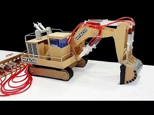 How to Make JCB (Hitachi) Remote Control Hydraulic Excavator(Crane) From Hardboard