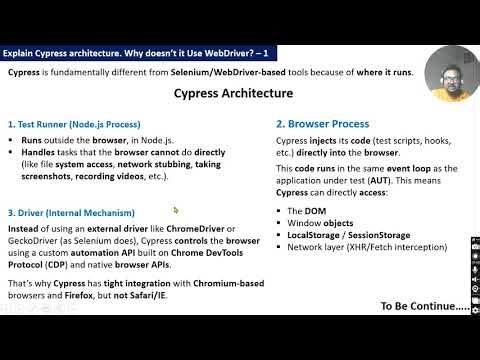 Explain Cypress Architecture & Why It Does Not Use WebDriver? Asked in TCS First Round.