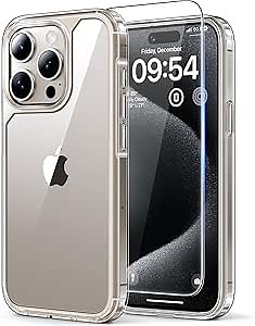 TAURI for iPhone 15 Pro Case, Compatible with MagSafe with Screen Protector, Anti-Yellowing Military-Grade Protection Shockproof Slim Magnetic Case for 15 Pro, Clear