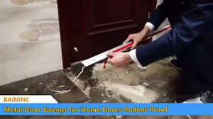 Metal Door Draft Stopper, 43.5 Inch Under Door Sweep Bottom Blocker Seal Strip, Aluminium Sweeps Anti Mouse Bite, Black