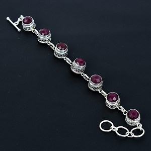 Ruby Gemstone Bracelet, Solid 925 Sterling Silver Handmade Jewelry, Everyday Wear Jewelry for Women's, Unisex Bracelet for Anniversary Gifts - Etsy