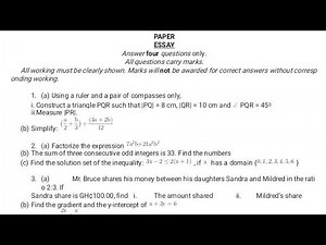 2025 BECE Mathematics Mock Questions - March Series