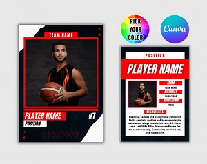 Basketball Trading Cards Template Customizable Basketball Player Card Personalized DIY Sports Card Printable School Team Gifts Template - Etsy