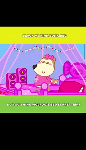 Which bunk bed do you like? #blackvspink #woavideo #woanetwork #wolfoo #animation #MCN #cartoon