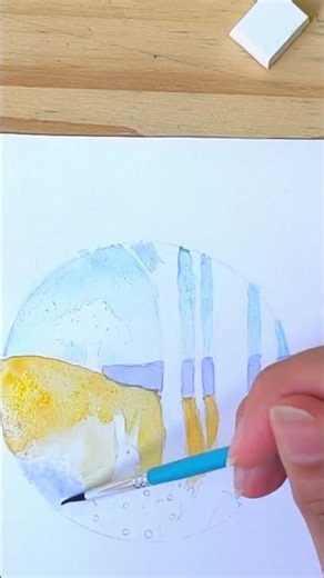 Aquarelle Facile: Mini paysage avec lapin mignon
