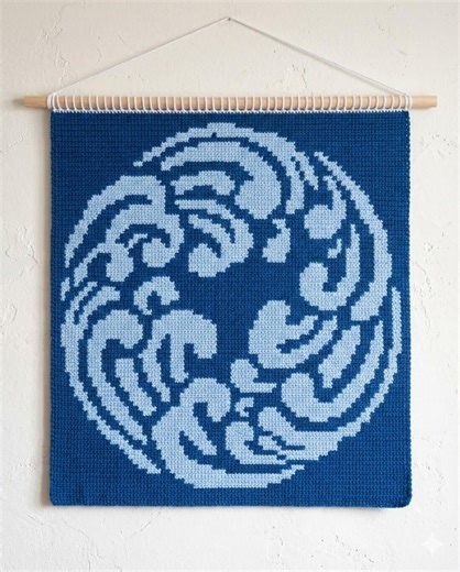 The Wave Crochet Pattern – Ocean Circle Knit Wall Hanging PDF - Etsy