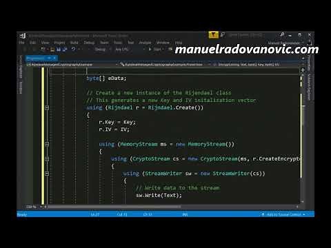 C# 6.0 Tutorial - Advanced - 56. RijndaelManaged Cryptography, Encrypt and Decrypt Example