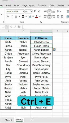 🔥Excel does this automatically 🤯| Ctrl + E = Excel Magic | Stop Typing This Manually in Excel