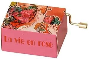 Hand Crank Music Box Art & Music: Plays La Vie En Rose, Design Belle Epoque Livemont Rose by Fridolin