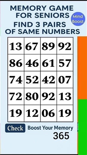 Senior Brain Focus Game - Daily Memory Exercise | Match the Numbers