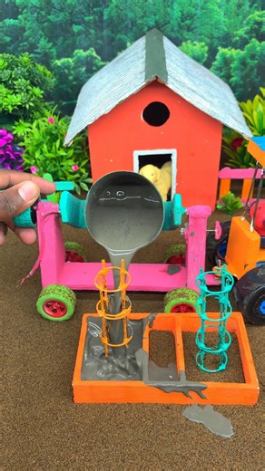 Mini handmade construction project diy pillars warking semant mixer machine#shorts#youubeshors