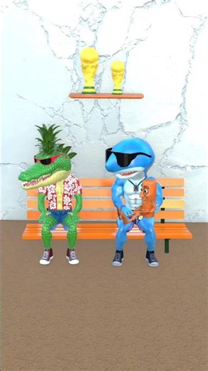 Shark Watching Crocodile Panic 😂 #cartoon #shorts