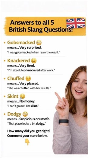 👉 Only 1% Got All 5 Correct 😳 🇬🇧 British Slang Answers #learnenglish #english