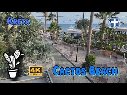 🌵Cactus Beach 🌞Stalis Kreta Hotel Tour #4k #walkingtour #crete #kreta #greece