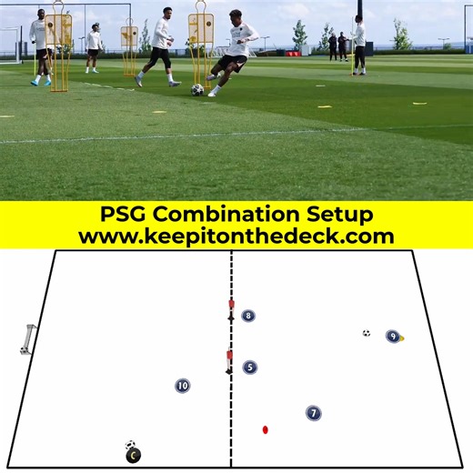 🔵🔴 PSG Side by Side Combination Setup 💾 Save or follow for more 📘 Full training session plans layouts for all ages 👉 https://keepitonthedeck.com/downloads | Football Training Drills/Session Plans