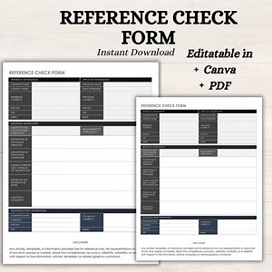 Reference Check Form | Employee Reference Verification Template | HR Hiring Tool | Printable & Editable | Employment Screening Form - Etsy Canada