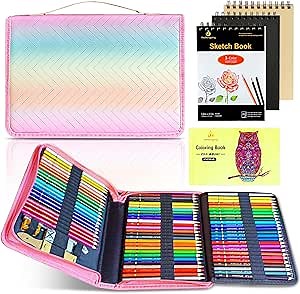 Colored Pencils for Adult Coloring – 72 Soft Core Coloring Pencils Set with Eraser Sharpener Sketchbook, Colored Pencils for Adults Artists Beginners Coloring Book with Case (Multicolor)