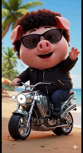 Handsome Piggy with High Class Motorcycle #piggy #handsome #cutepigs