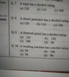 10 A washing machine has a decibel rating.... | Filo