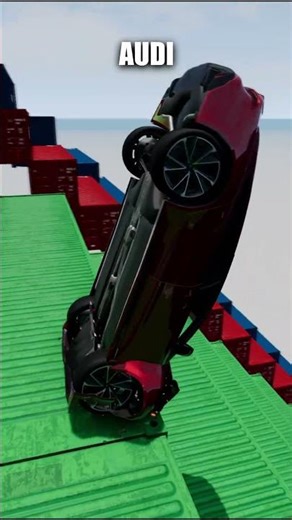 Crazy Car Falls Down Container Stairs in Slow Motion 😱
