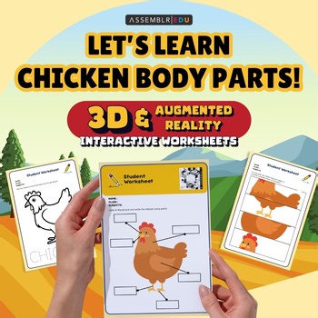 Let's Learn Chicken Body Parts in 3D! Interactive AR Worksheet for Kids