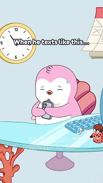 Pengu texting Polly like “OMG HONEY!!!” 😱🐧 Polly panics, heart racing, preparing for bad news… And he just sends a GIF. 😐 $POLLY $PENGU