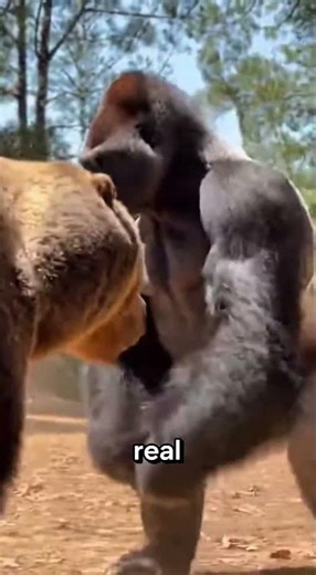 Bear vs Gorilla 🐻🦍 Real Fight Caught in the Wild. #youtubeshorts