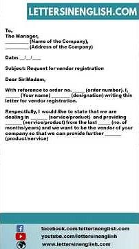 Vendor Registration Request Letter