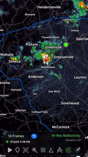 ⚠️ Storms are cropping up right now across the area — and some are getting feisty. 🌧️ Heavy rain and ⚡ frequent lightning are the main concerns for now, but I’ll be watching closely in case any of these ramp up even more. Let me know what you’re seeing where you are! | Chris Justus, WYFF 4 Chief Meteorologist