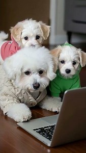 Family Screen Time 💕❤️ Puppies Watching the Computer with Mama!