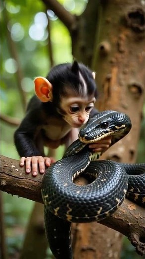 Shocking Moment! Baby Monkey Attacked by a Deadly Snake! #wildliferescue