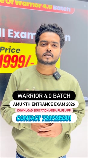 🎯 Warrior 4.0 — AMU / JMI Class 9th Entrance Exam 2026 📣 Batch Enrollment Open! Get ready to conquer the 2026 AMU / JMI Class 9th Entrance Exam with Warrior 4.0 — the ultimate crash course to turn your ambition into success. ✅ What you get • ✅ Complete syllabus coverage: Math, Science, Social Studies, English, Hindi & Urdu ￼ • ✅ Fast-paced, result-oriented learning: Recorded LIVE classes LIVE practice sessions ￼ • ✅ PYQ (Previous Years’ Questions) Practice: Chapter-wise & Year-wise — 10 years 