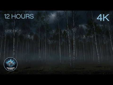 The Fogged Birch Forest | 12 Hours of Dark Rain & Mist Ambience