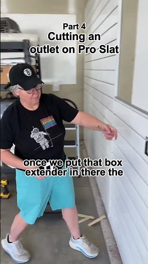 Tina shows how to cut out for an outlet on a Proslat slat wall [Part 4]
