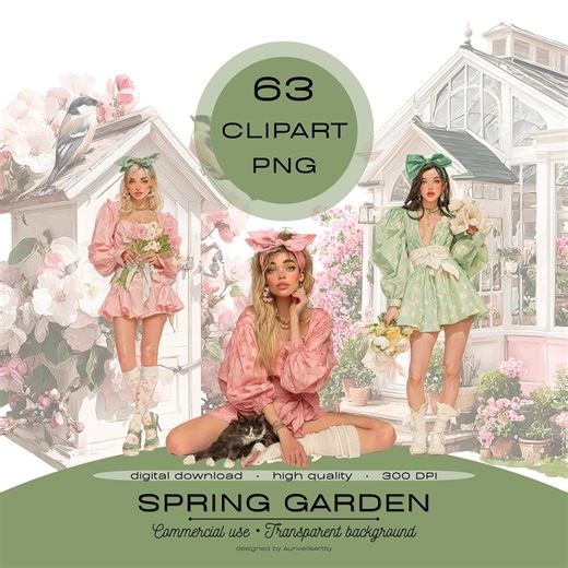 Spring Garden Clipart PNG, Watercolor Floral Clipart Set, Gardening Flowers, Cottagecore Graphics, Scrapbooking Elements, - Etsy