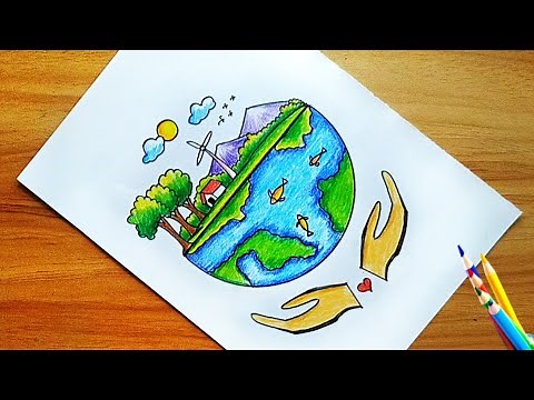 World Environment Day Poster Drawing|Save Environment Drawing|Save Nature Drawing Easy For Kids