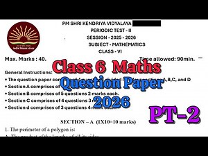 Class 6 Maths PT-2 Question Paper 2026 | Class 6 Maths PT-2 Sample Paper 2026| #class6maths