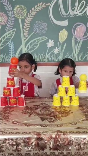 Cup Stacking Challenge | Kids Fun Activity in School | Speed & Focus Game 🏆 #Shorts