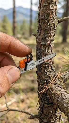 Can a Tiny Chainsaw Cut a Pine Tree Branch? 🌲🪚 | Mini Chainsaw Test in Forest