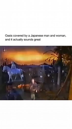 Good Music on Instagram: "It sounds so good tbh but, It’s a mashup that mixes an old Japanese TV performance with the song Wonderwall by Oasis. The man and woman in the clip aren’t actually singing the song — the original footage is from a Japanese music or variety show from decades ago, and someone later added the Oasis audio and fake subtitles to make it look real. The edit became popular online because it looks so convincing and strange at the same time. The mix of a serious, traditional Japa