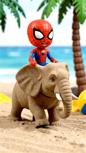 Spider-Man Kid Built a Sand Excavator… Then Made a Sand Elephant! 😱 #spiderman #hulk #venom