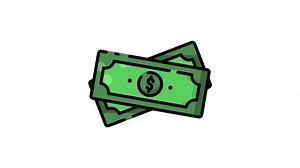 Green paper money stacks show dollar signs animation design